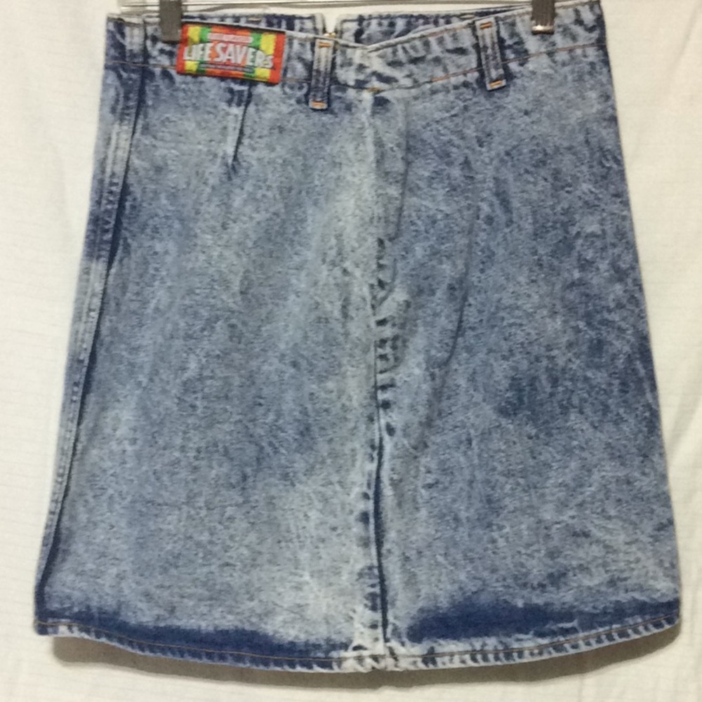 Lifesavers Vtg 80s/90s Acid Wash Midi Denim Skirt S/M